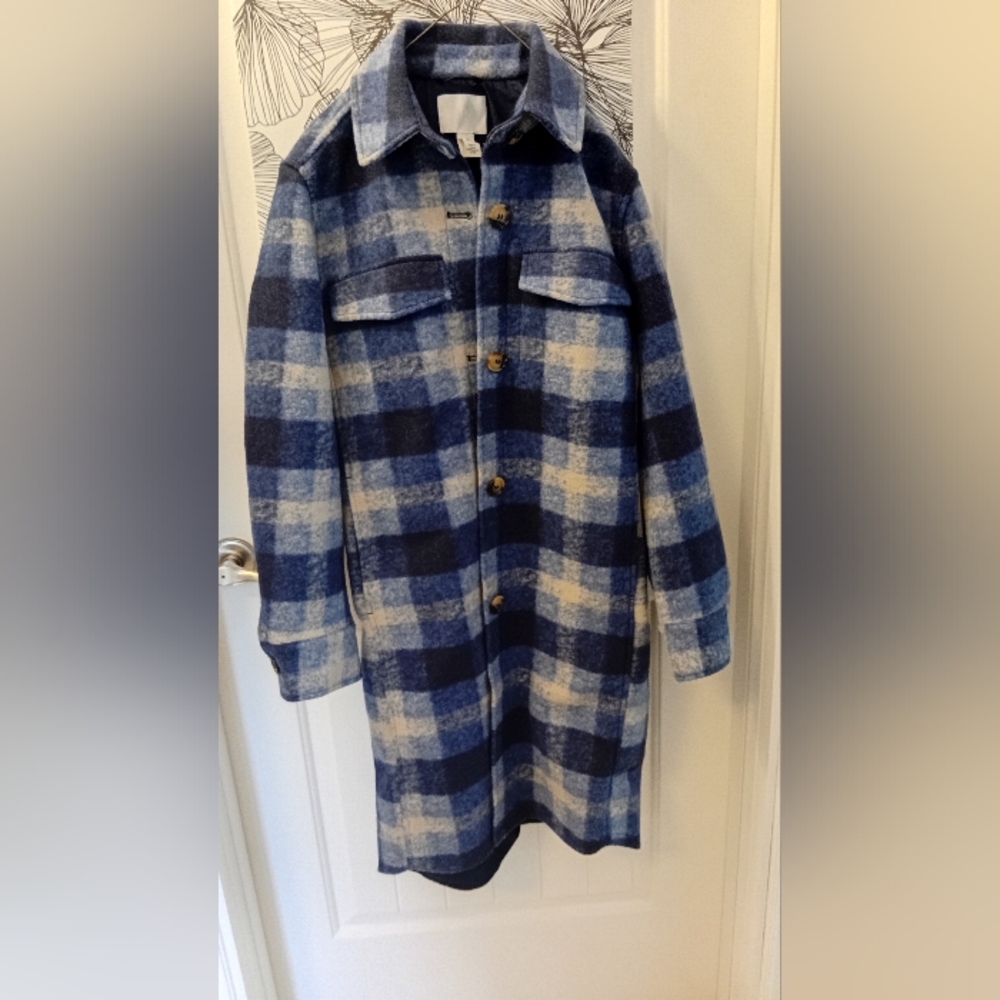Blue Plaid Women's Coat